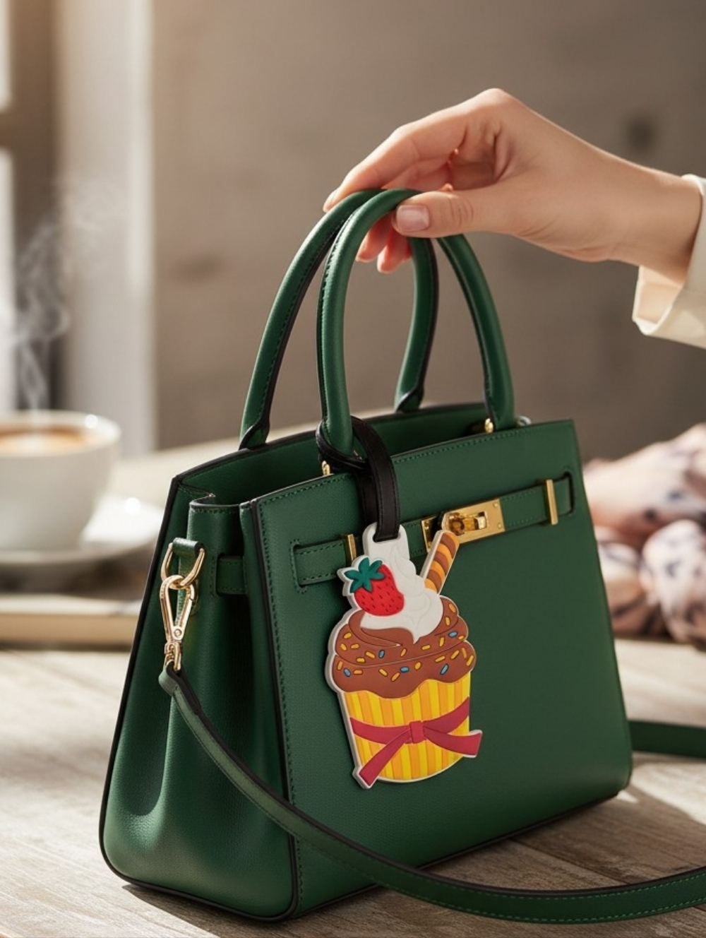 Luggage Tag - Cupcake Yellow, Brown, And Red - Picture 3 of 6